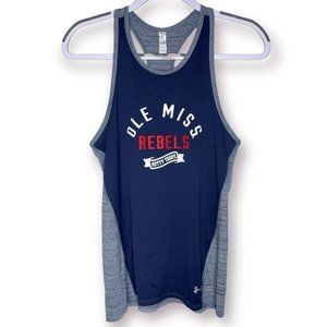 Under Armour Size S Ole Miss Rebels Navy Gray Flowy Heat Gear Racerback Tank Top